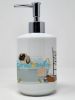 Cream Pekingese Ceramic Soap Dispenser Hand Soap Dispenser Pump Bottles for Bathroom Kitchen, Empty Refillable Liquid Soap Container