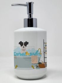 Black White Wirehair Jack Russell Terrier Ceramic Soap Dispenser Hand Soap Dispenser Pump Bottles for Bathroom Kitchen