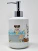 Brindle English Bulldog Ceramic Soap Dispenser Hand Soap Dispenser Pump Bottles for Bathroom Kitchen, Empty Refillable Liquid Soap Container