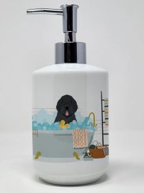 Black Newfoundland Ceramic Soap Dispenser Hand Soap Dispenser Pump Bottles for Bathroom Kitchen, Empty Refillable Liquid Soap Container