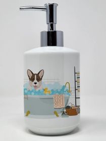 Brindle Cardigan Corgi Ceramic Soap Dispenser Hand Soap Dispenser Pump Bottles for Bathroom Kitchen, Empty Refillable Liquid Soap Container