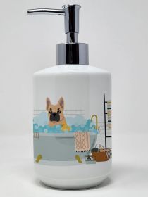 Fawn French Bulldog Ceramic Soap Dispenser Hand Soap Dispenser Pump Bottles for Bathroom Kitchen, Empty Refillable Liquid Soap Container