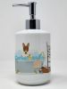 NEW Brindle Bull Terrier in Bathtub Ceramic Soap Dispenser Hand Soap Dispenser Pump Bottles for Bathroom Kitchen