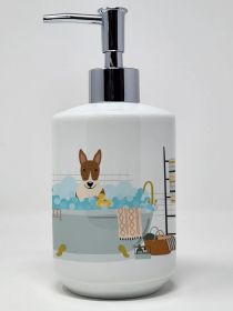 NEW Brindle Bull Terrier in Bathtub Ceramic Soap Dispenser Hand Soap Dispenser Pump Bottles for Bathroom Kitchen