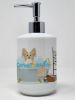 Sable White Papillon in Bathtub Ceramic Soap Dispenser Hand Soap Dispenser Pump Bottles for Bathroom Kitchen, Empty Refillable Liquid Soap Container