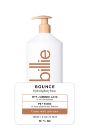 Billie Bounce Hydrating Women's Body Lotion, Vanilla Cedar Scent, with Hyaluronic Acid, 18 fl oz