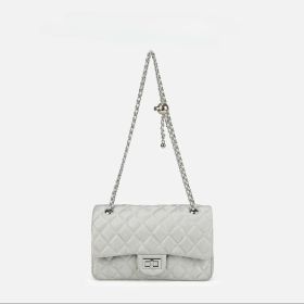 New small perfume style diamond lattice lock buckle small square bag women's bags fashion wild crossbody chain bag (Color: Grey)